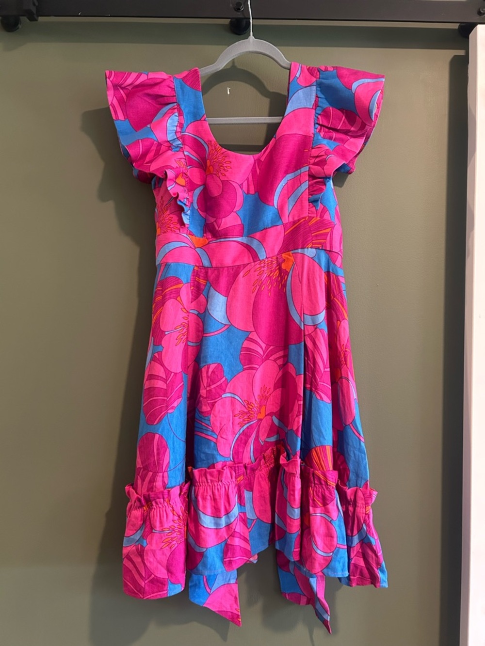 Tuckernuck Pink & Blue Floral Ruffle Dress